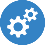 quality gears icon blue